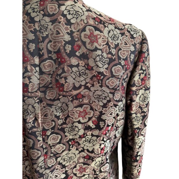 AMBER SUN Multicolor Brocade Rose Print Blazer Jacket Size Large - Picture 6 of 10